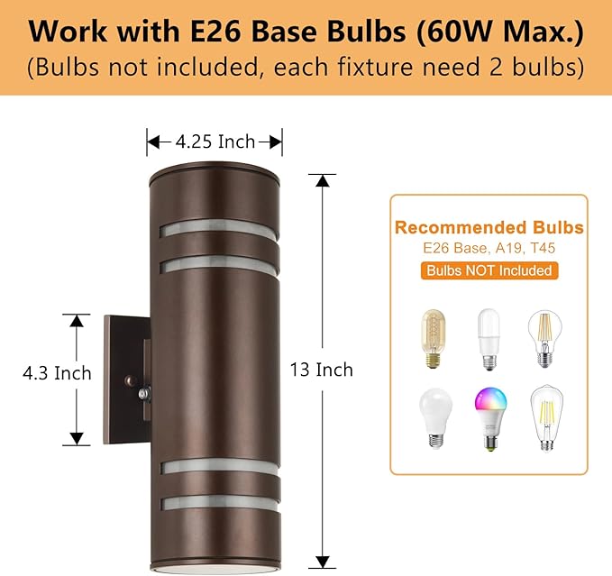 Housen Solutions Dusk to Dawn Outdoor Wall Lights, IP65 Waterproof Exterior Lighting Fixtures, Aluminum Outdoor Lights Fixture for Porch Patio, Oil Rubbed Bronze