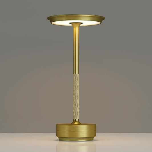 1 Pack Cordless Table Lamps Rechargeable, Portable 5000mAh Battery Operated Lamp, 3 Color Stepless Dimming LED Table Light with Memory Function, for Outdoor/Dinner/Patio/Restaurant.(Gold)