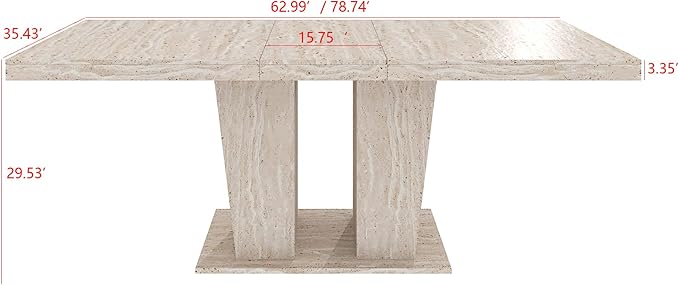 63" - 79" Extendable Dining Room Table, Expandable Kitchen Table for 6 to 10 People, Modern Wood Conference Table, Large Dining Table(Pale Wood, Pedestal Base B)