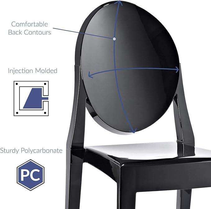 Modway Casper Modern Acrylic Stacking Kitchen and Dining Room Chair in Black - Fully Assembled