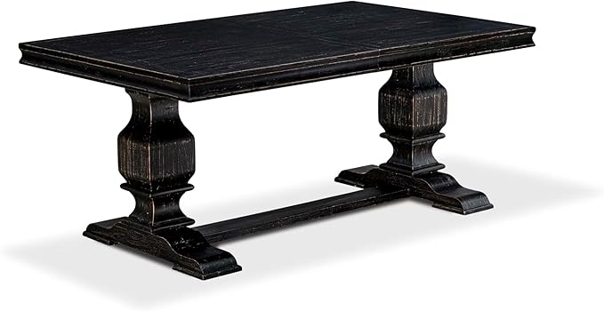 LKT-SBB-TP - A Wooden Dining Table with Removable Rectangular Tabletop - Sand Blasting Black Finish