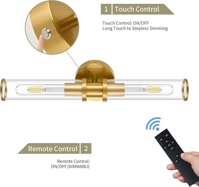 8000mAh Wireless Wall Sconces with Remote Control, Battery Operated Wall Sconce Set of 2 with Timer, Gold Rechargeable Dimmable Wall Lights for Living Room Bedroom Hallway Entryway 3000K