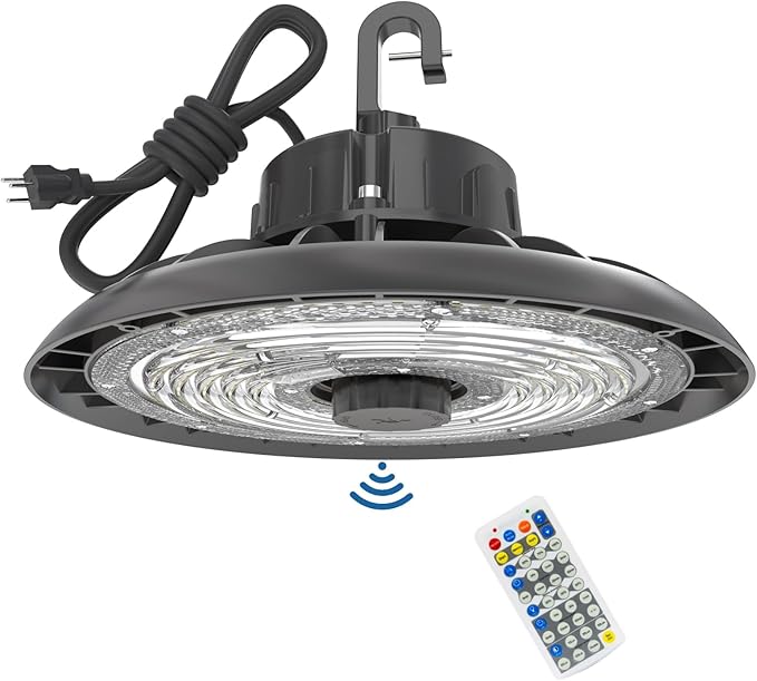 HYPERLITE LED High Bay Shop Lights with Motion Sensor, 250W 35000LM 5000K Daylight 1000W MH/HPS Eqv. 120-277V High Bay LED Lights with Remote Control, IP65 Waterproof for Gym Factory Warehouse