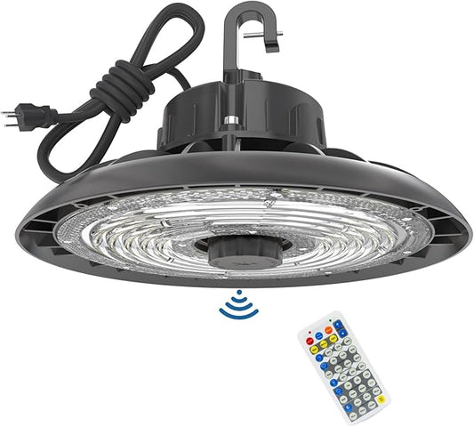 HYPERLITE LED High Bay Shop Lights with Motion Sensor, 250W 35000LM 5000K Daylight 1000W MH/HPS Eqv. 120-277V High Bay LED Lights with Remote Control, IP65 Waterproof for Gym Factory Warehouse