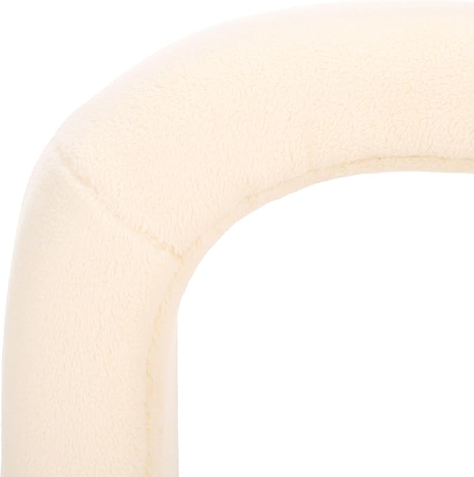 SAFAVIEH Home Collection Kibo Cream Faux Shearling Waterfall Curved Ottoman (Fully Assembled)