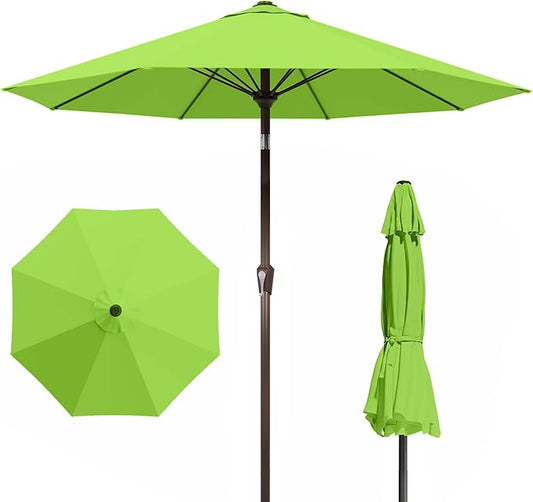 PatioKingdom Auto-Tilt 9FT Patio Umbrella Outdoor with 8 Sturdy Fiberglass Ribs,Market Table Umbrella for Pool,Backyard,Deck and Garden
