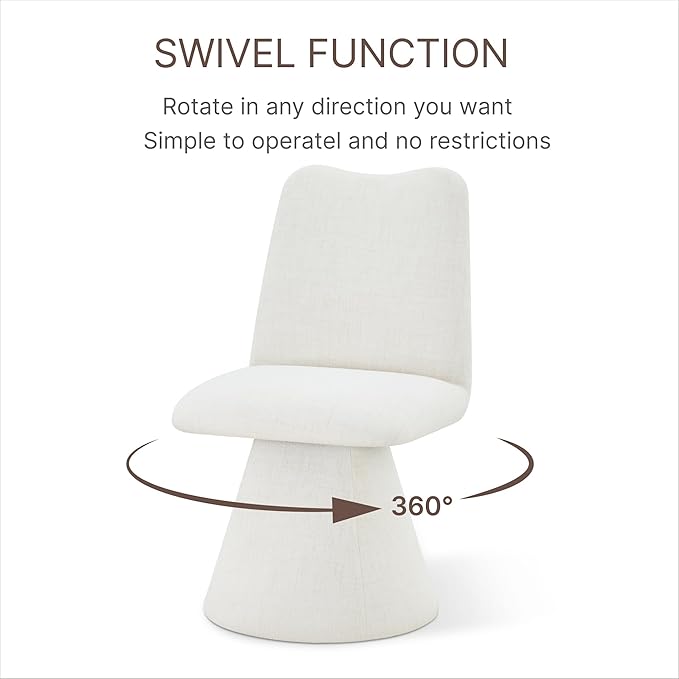 Swivel Dining Chairs Set of 1, Modern Upholstered Dining Chair Mid Century Kitchen Chairs with High Back, 360 Degree Rotating Vanity Chair for Dining Room, Bedroom, Farmhouse, Beige