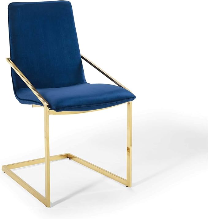 Modway Pitch Performance Velvet Armchair, 2 pcs - Dining Chairs, Gold Navy
