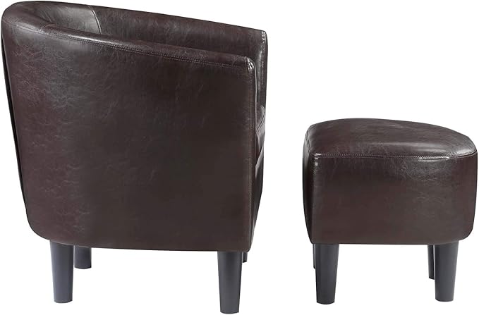 Convenience Concepts Take a Seat Churchill Accent Chair with Ottoman, Espresso Faux Leather