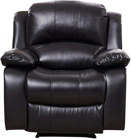 Betsy Furniture Power Reclining Bonded Leather Living Room Set (Black, Power Recliner)