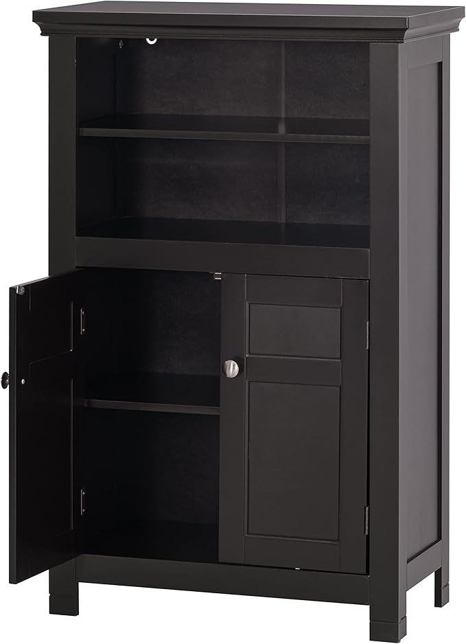 Spirich Bathroom Storage Cabinet, Floor Wood Cabinet with Doors and Adjustable Shelves, Freestanding Entryway Cabinet Organizer (Espresso)