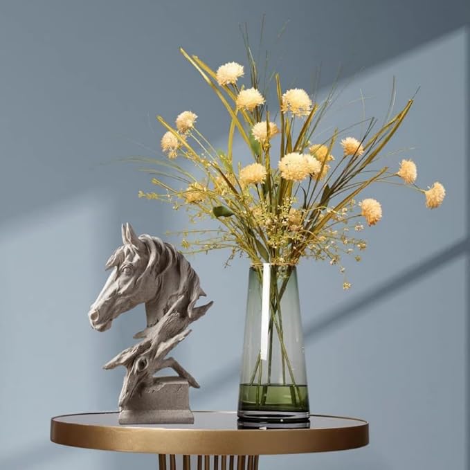 Creative Art Retro Horse Head Ornament,Resin Statue Ornaments,Abstract Style Sculptures,Living Room Dining Desk Decorations,Bookshelf Decorative Objects,Office Decor(7.9"/Sandstone)