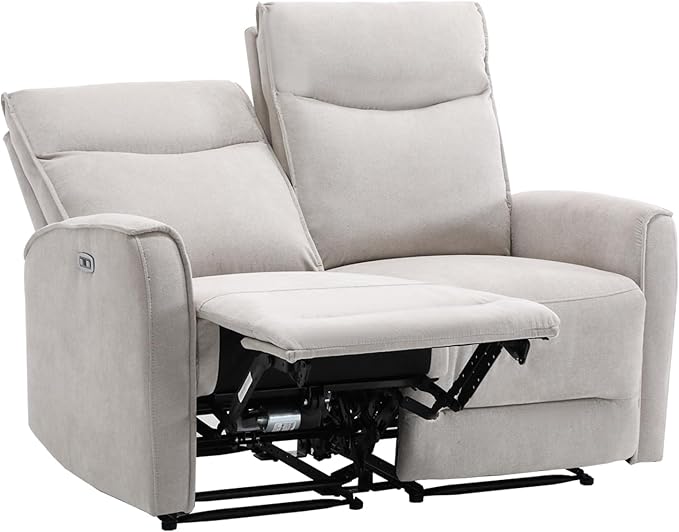 ANJ Power Reclining Loveseat Sofa for Living Room,2 Seater Electric Reclining Couch Oversized Recliner with Ergonomic,Modern Soft Fabric Double Recliner Sofa with USB Port,Light Grey