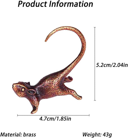 2PCS Mouse Figurines, Collectibles Long Tailed Mouse Statue Brass Animal Figurines Brass Decorative Objects Home Decor Decorative Statues for Table Tops Shelves Window Sills
