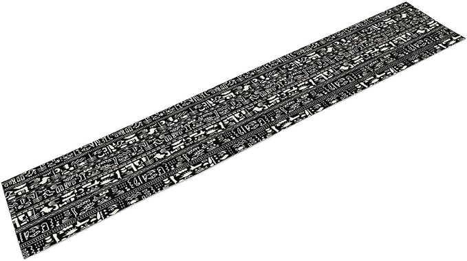 Egypt Table Runner Ancient Egyptian History Mural Old Hieroglyphic Elements Imperial Art Pattern for Coffee Table Dining Indoor Kitchen Holiday Picnic Party Camp Decor 13x108in