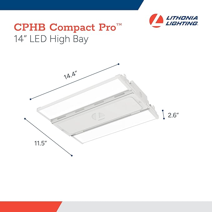 Lithonia Lighting Compact Pro LED High Bay Light, Ceiling Lighting Fixture, 18,000 Lumens, 4000K Cool White, Dimmable LED Work Light for Garage and Warehouse, MVOLT 120-277V (CPHB 18LM MVOLT 40K)