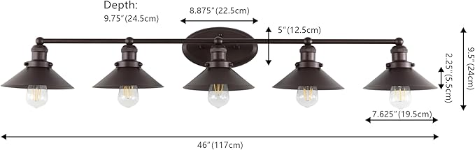 JONATHAN Y 7.88" Oil Rubbed Bronze 1-Light Industrial Farmhouse Metal Vanity Light Wall Sconce, Metal Shade for Bathroom Mirror, Kitchen, Entryway, LED Bulb Included (JYL7905A)