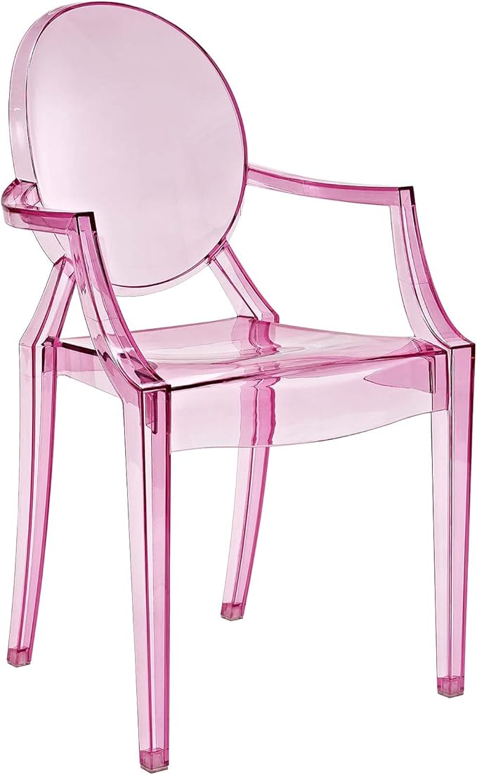 Modway Casper Modern Acrylic Stacking, Two Dining Armchairs, Pink