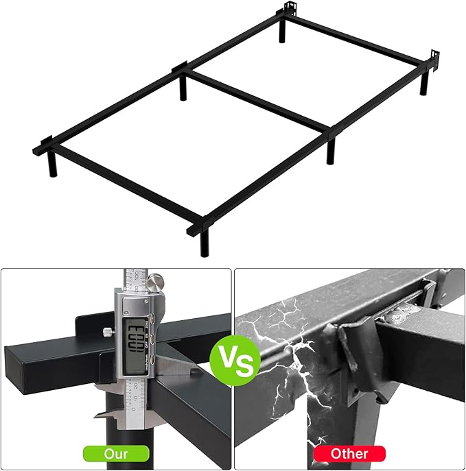 DTIG Twin Bed Frame 7 Inch Twin Size Metal Bed Frame for Box Spring and Mattress, Tool-Free Heavy Duty Bedframe Easy Assembly Box Spring Base Black