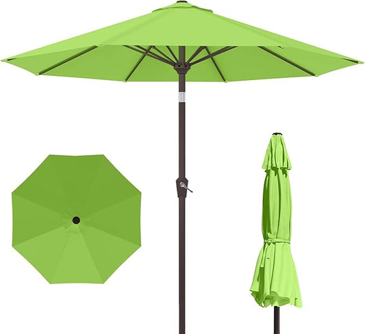 PatioKingdom 10FT Patio Umbrella with Push Button Tilt and Crank, Outdoor Market Umbrella with 8 Fiberglass Ribs, UV Protection Table Umbrella for Pool,Backyard,Garden,Deck