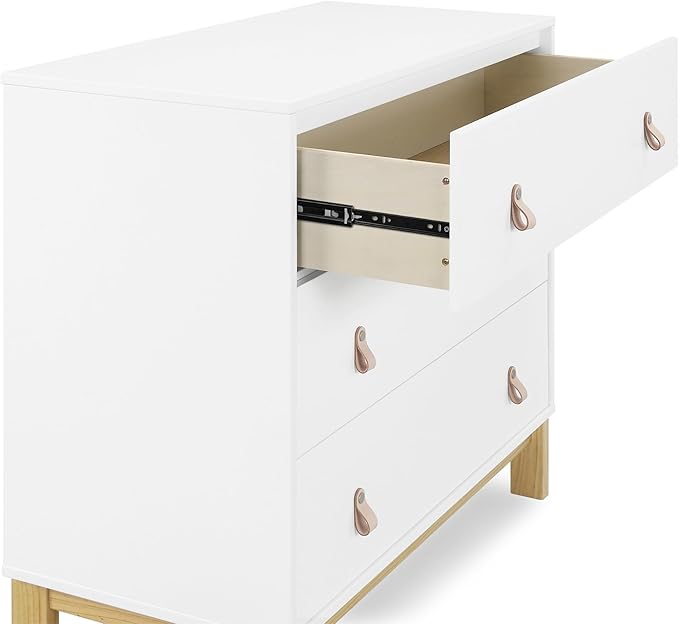 babyGap Legacy 3 Drawer Dresser with Leather Pulls and Interlocking Drawers by Delta Children, Bianca White/Natural