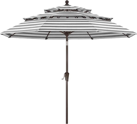 ABCCANOPY 5-Year 10-Year No Fading 9FT 3 Tiers Patio Umbrella, Outdoor Table Umbrella with 8 Sturdy Ribs for Deck, Backyard, Garden, Yard