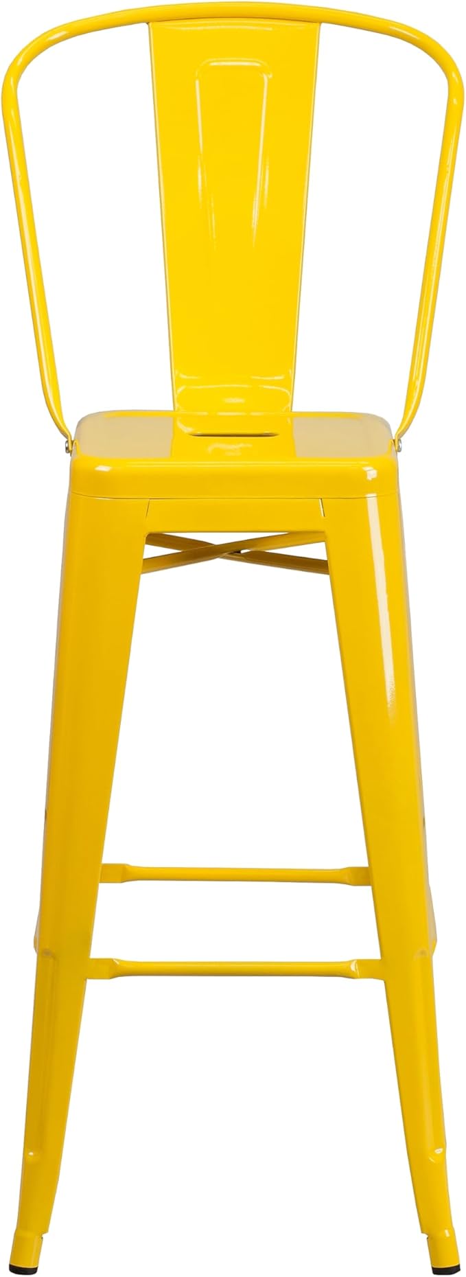 Flash Furniture Commercial Grade 30" High Yellow Metal Indoor-Outdoor Barstool with Removable Back