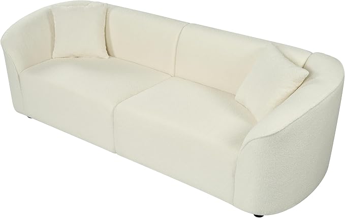 Christopher Knight Home Sabbo 87.50" Boucle Upholstered Couch, Oversized 2 Seater Sofa, Curved Soft Seating Lounge Sofa Chair, Cozy Loveseat with Armrest, Reading Sofa for Living Room Home Rest, Beige