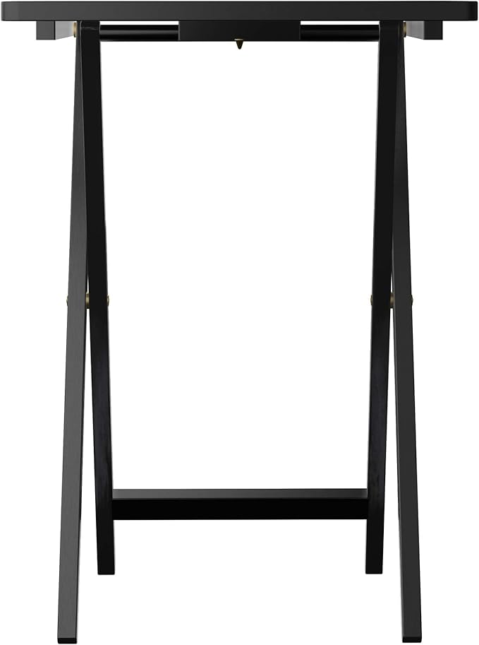 Winsome Alex Set of 4 Foldable Snack Tables with Storage Rack, Easy to Store Portable Fold Up Table Set for Kitchen, Living Room TV Dining, Crafts, Puzzles, Work From Home