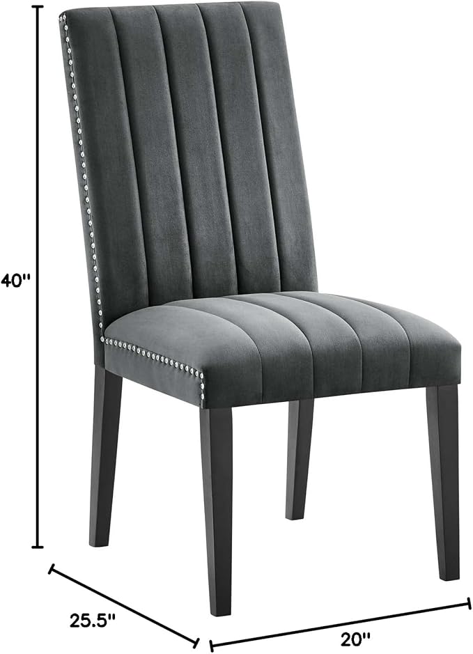 Modway EEI-5081-GRY Catalyst Performance Velvet Dining Side Chairs - Set of 2, Gray