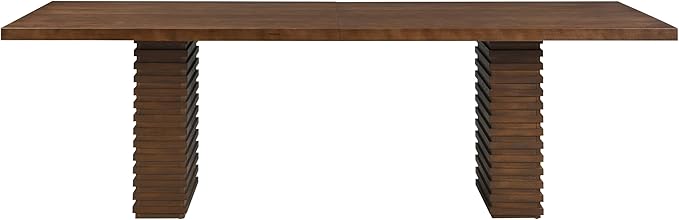 Christopher Knight Home Kaiya Modern Minimalist Wood Dining Table for 6-10 People, Rectangular Dining Room Table, Pedestal Kitchen Table, Ideal for Restaurant/Family Gatherings, Walnut Brown