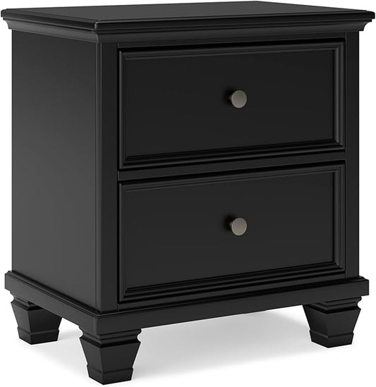 Signature Design by Ashley Lanolee Classic 2 Drawer Nightstand for Bedroom, 26.75" Tall, Black