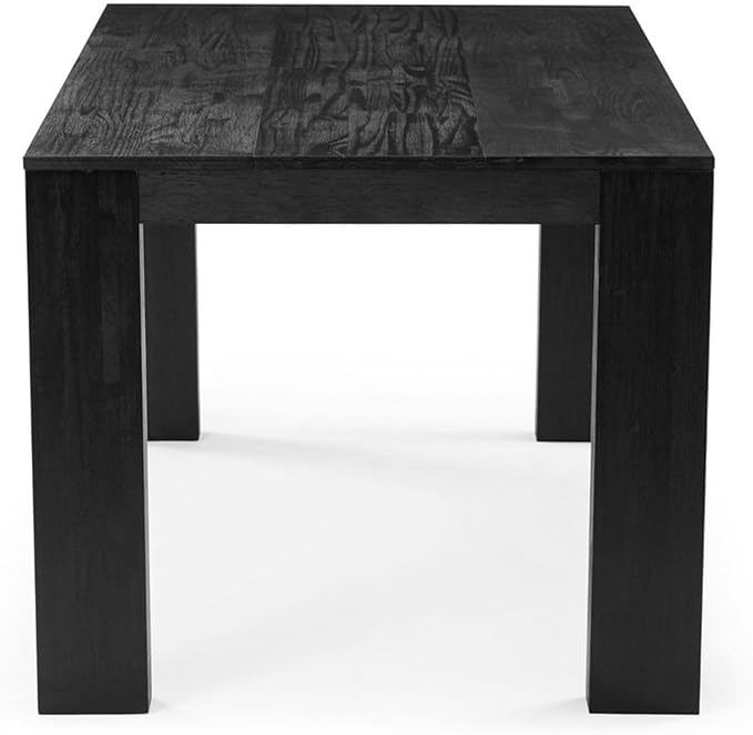 Plank+Beam 72 Inch Modern Solid Wood Dining Table - Solid Pine, Wirebrush Finish, Seats 6, Non-Toxic Finish, Easy Assembly, for Kitchen or Office, Black Wirebrush
