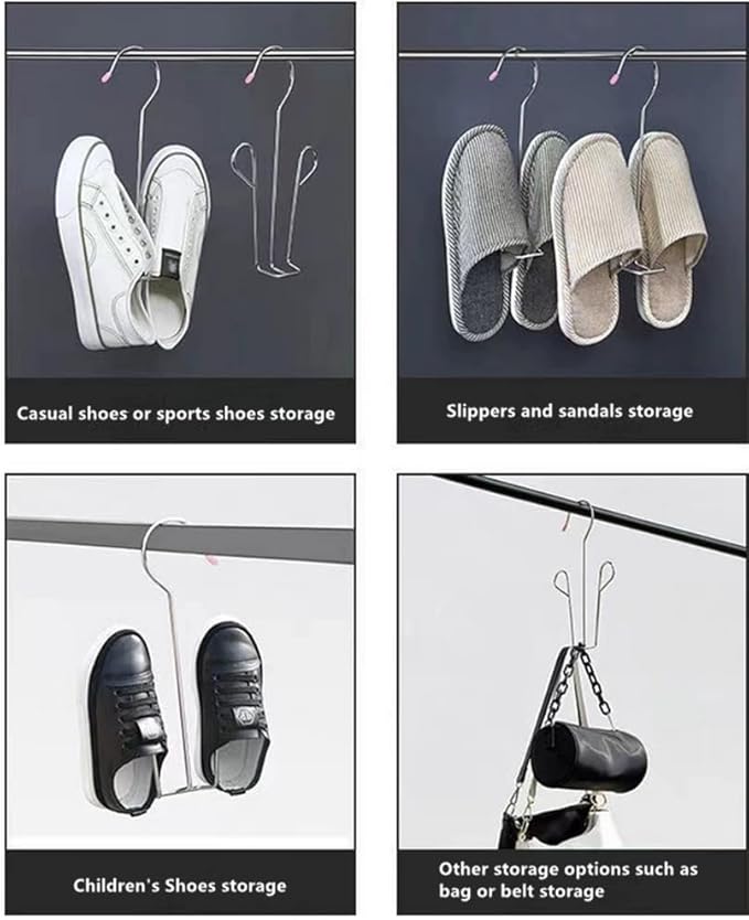 Leoyoubei 5 Pack Stainless Steel Shoes Hanger Drying Rack for Dehumidifying Hanging Leather Shoes,Double Hook Design Drying Shelf Storage Organizer,Closet Organizer Storage