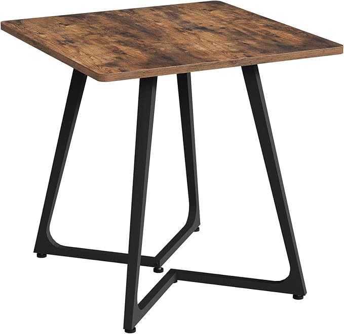 Dining Table, Small Square Dining Table for 2 People, 29.5" Farmhouse Kitchen Table for Small Space, Dining Room, Living Room, with Wood Legs, Rustic Brown and Black