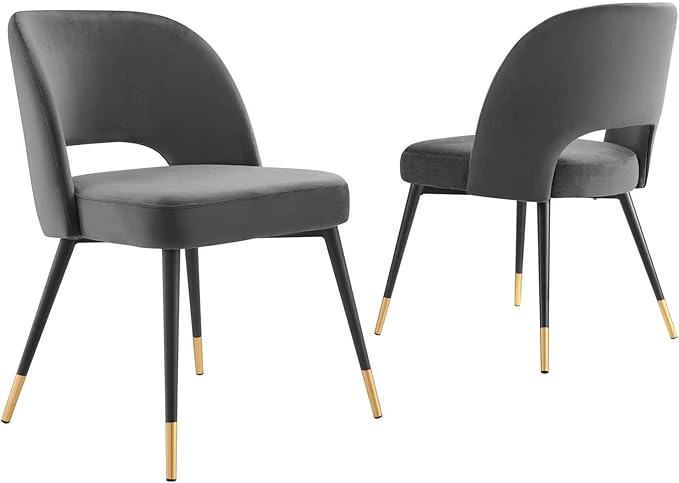 Modway Rouse Upholstered Velvet Side, 2 pcs - Dining Chairs, Charcoal