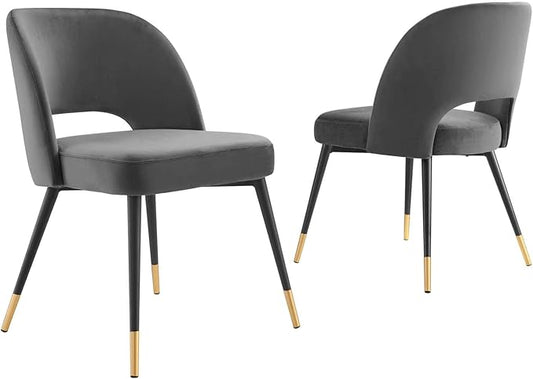 Modway Rouse Upholstered Velvet Side, 2 pcs - Dining Chairs, Charcoal