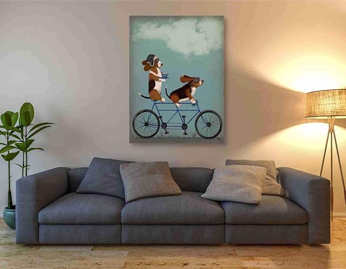Epic Graffiti 'Basset Hound Tandem' by Fab Funky Canvas Wall Art, 40"x54"