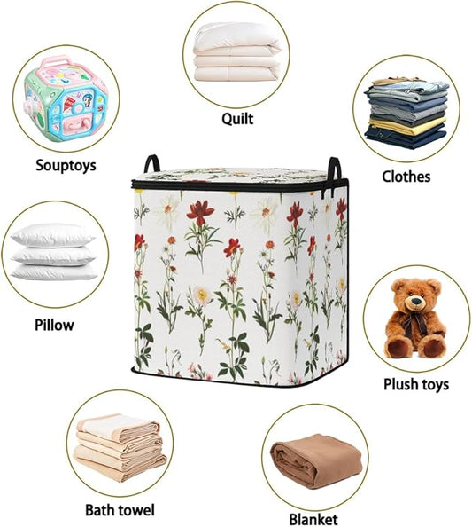 2pcs closet organizers and storage under bed,clothing blanket sweater sheet bedding comforter duvet quilt pillow toy storage bags with lids,dorm room essentials for containers 95L