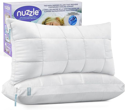 Nuzzle Adjustable Firm Pillows Queen Size Set of 2– Hotel Luxury Neck Support, Height Adjust Soft Cooling Pillow for Back, Stomach or Side Sleepers-Home Gift