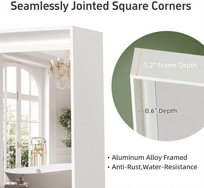 16x24 inch White Bathroom Mirrors for Over Sink, Small Bathroom Vanity Mirror, Aluminum Framed Mirror, Tempered Glass, Decorative Wall Mirror(Horizontal/Vertical)