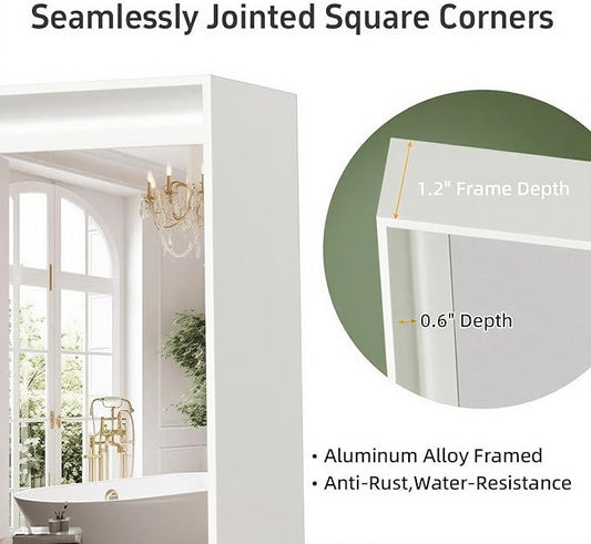 20x28 Inch Bathroom Mirrors for Over Sink, Rectangular Vanity Mirror, Matte White Framed Mirrors for Wall, Tempered Glass, Anti-Rust Home Decor Mirror(Horizontal/Vertical)