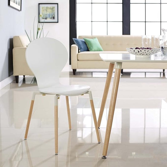 Modway Path Mid-Century Modern Kitchen and Dining Room Chair in White