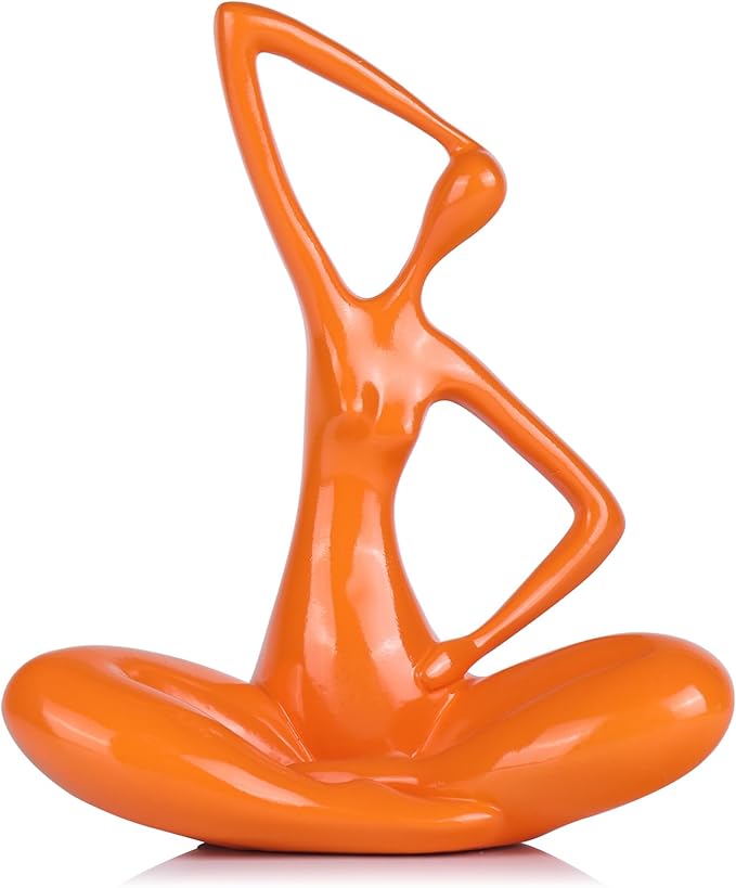 Orange Sculpture Woman Statue Abstract Art Female Statues, Modern Funky Home Decor Yoga - Orange Decor Accents, for Bookshelf Decorative Objects Shelves Office Shelf Desktop Figurines Decoration