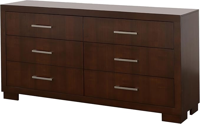 Coaster Home Furnishings Jessica Contemporary 64-inch 6-Drawer Bedroom Dresser Clothing Storage Cabinet Wide Chest of Drawers Organizer Unit Cappuccino 200713