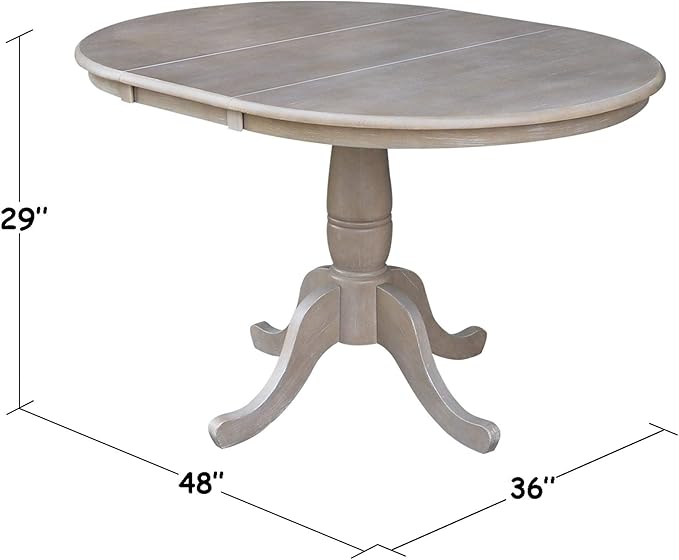 IC INTERNATIONAL CONCEPTS 36" Round Extension Dining Table with Four Chairs Washed Gray Taupe