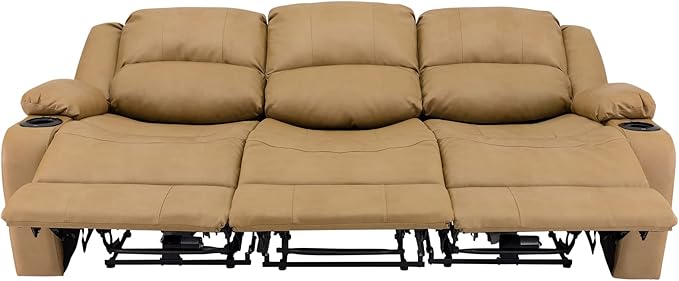 RecPro RV Recliner Charles 80" Powered Triple Wall Hugger | Drop Down Console | RV Furniture with Upgraded 2023 Fabric (Toffee)