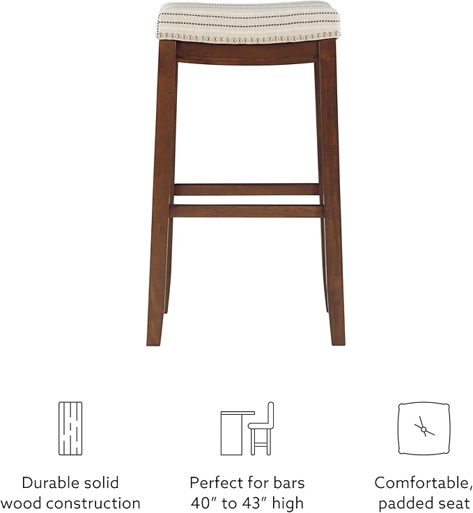 Linon Home Décor Linon 32.5" Backless Claridge Stool Rustic, Natural Bar