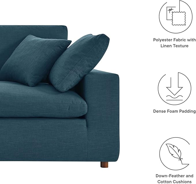 Modway EEI-4859-AZU Commix Down Filled Overstuffed Loveseat, Azure