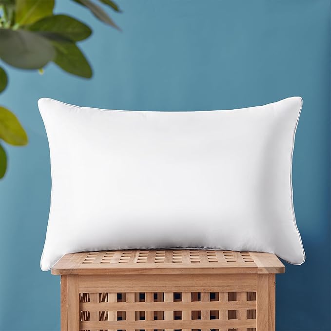 CozyLux Soft Supportive Bed Pillows for Side and Back Sleepers, Oeko-Tex Certified Down Alternative Filling, Hotel Quality Fluffy Sleeping Pillow, Queen Size Set of 1, White, 18" x 28"